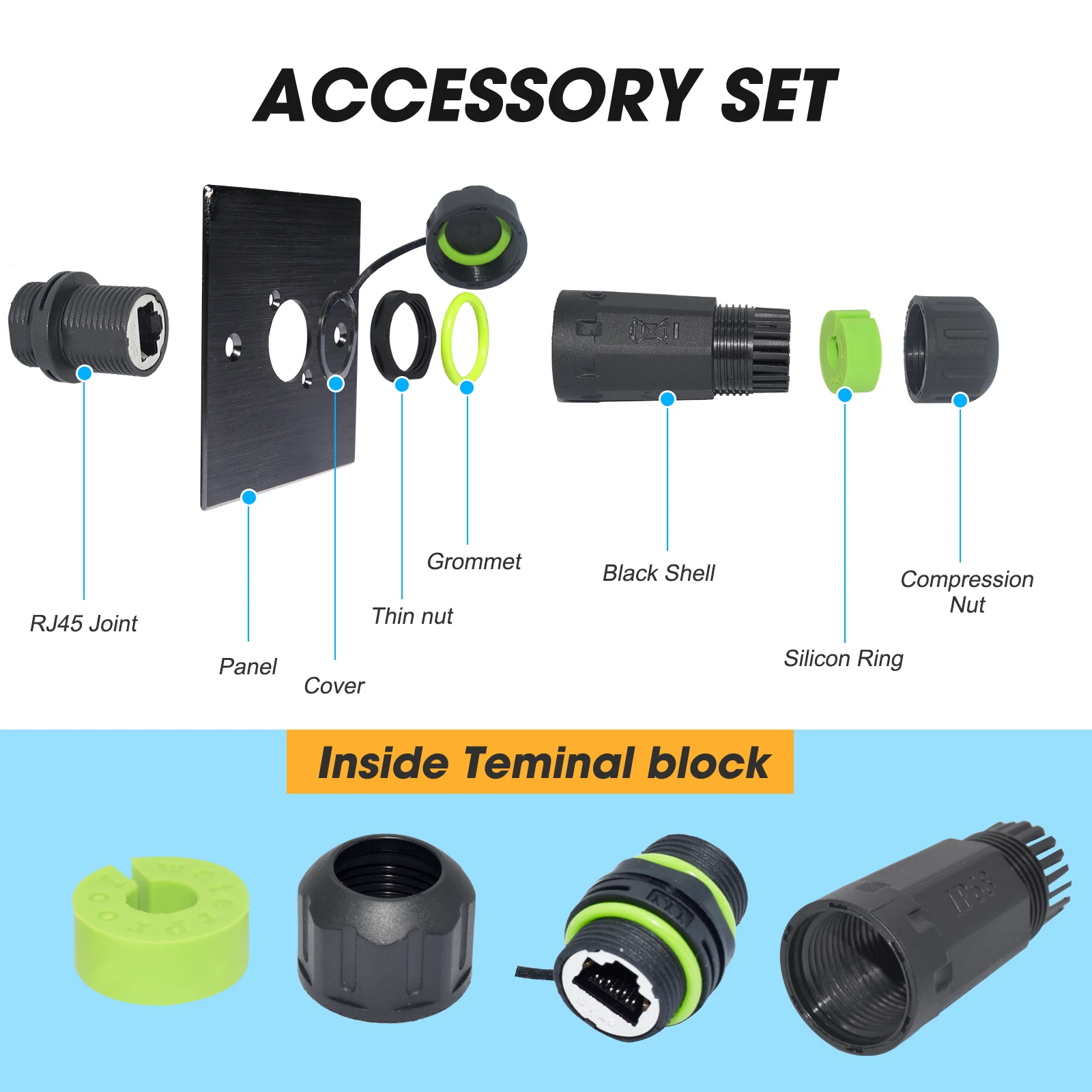 YXY 2023 New Zinc alloy Network rj45 Connector IP68 CAT6 Panel M20 Cable Network High speed Ethernet Extenders shield