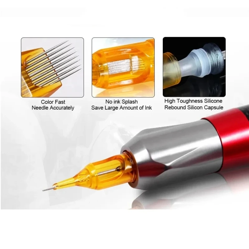5 stücke gelbe Libelle Tattoo Patrone Nadel 1 3 5 7 9 11 13 14 15 rl rm rs m1 für Tattoo Maschine Stift PMU Werkzeug Zubehör – Detail 4