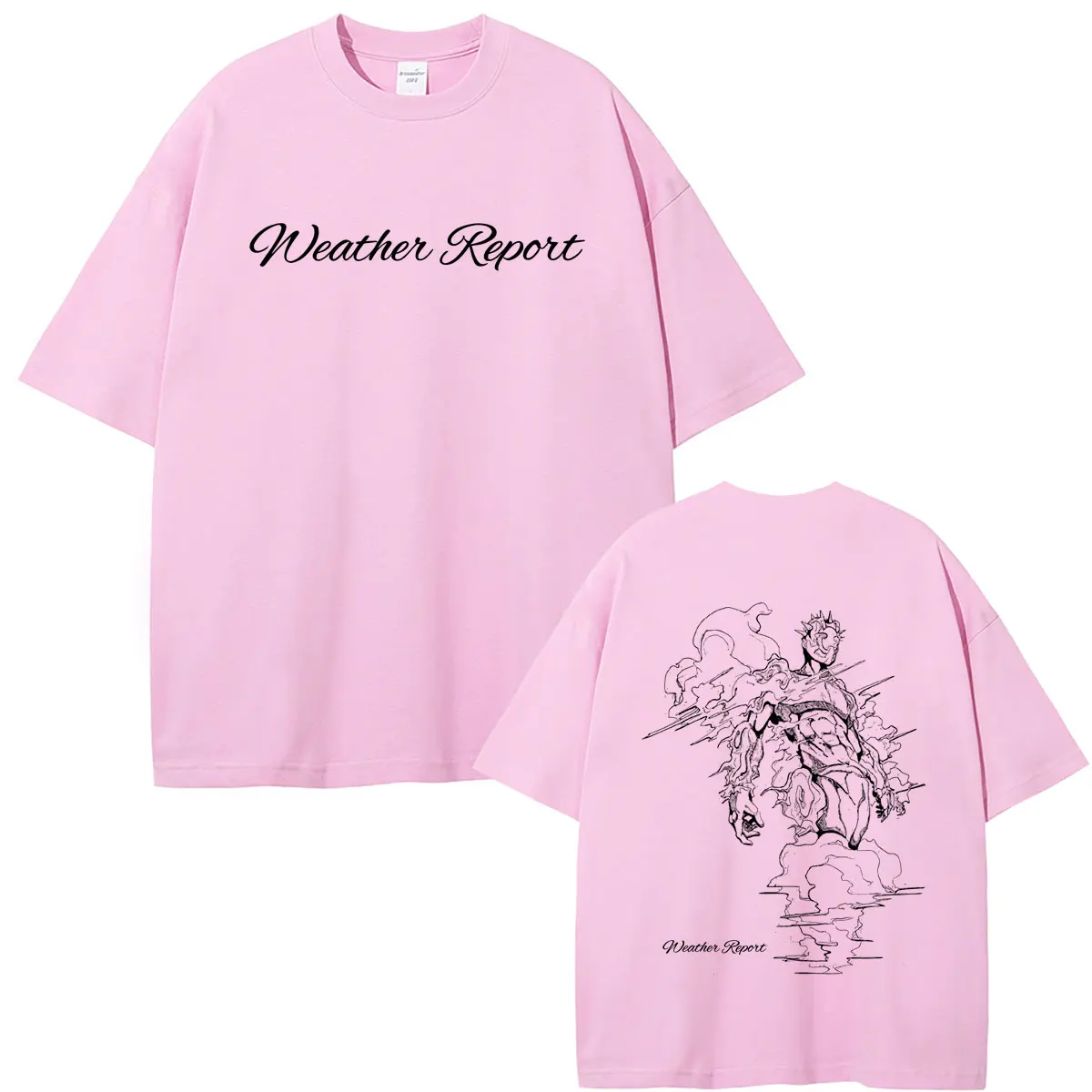 Bestseller Anime Jojo Bizarre Adventure T-Shirt Wetterbericht Grafik T-Shirts Tops Herren Damen Manga Mode Übergroße Streetwear – Detail 7