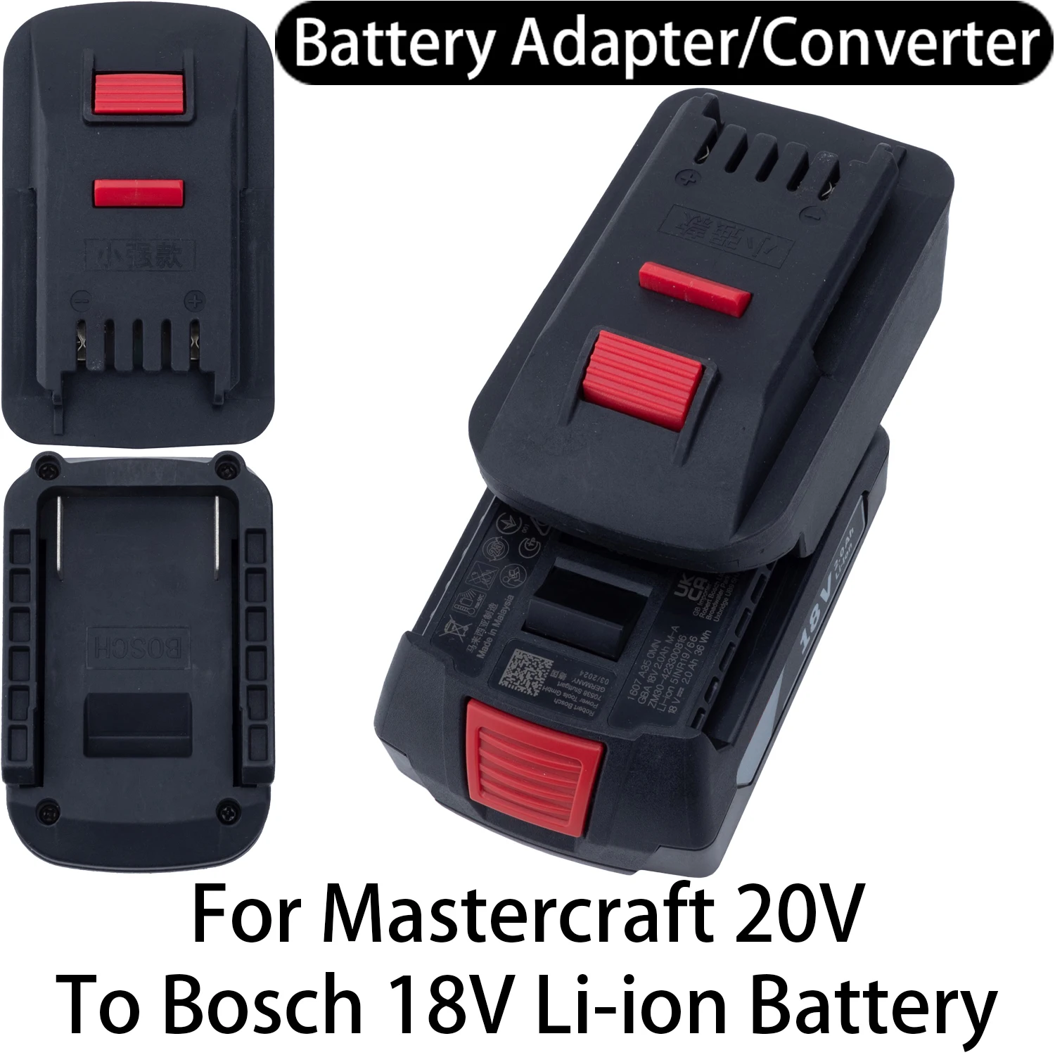 Battery Adapter for Mastercraft 20V Li-ion Tool to Bosch 18V Li-ion Battery Adapter Converter Power Tool Accessory