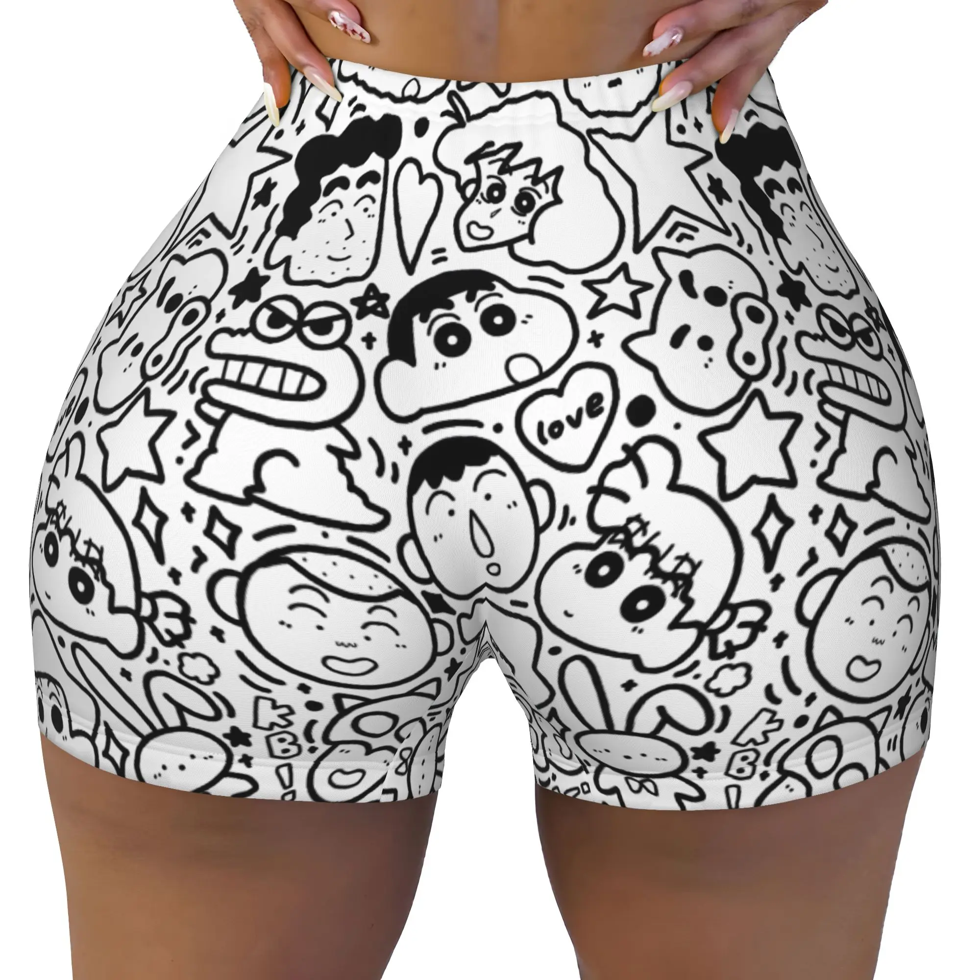 Custom Kazamas Sakuradas Anime Running Volleyball Gym Shorts Women's Shinnosukes Himawaris Cartoon Athletic Workout Yoga Shorts