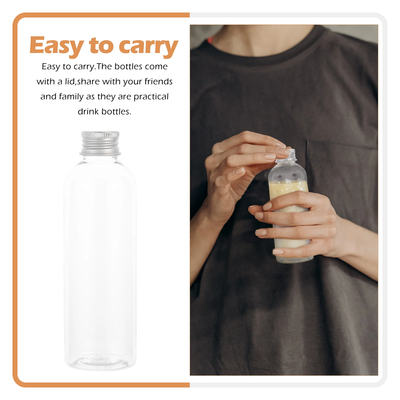 

10Pcs Juice Bottles Multi Function Clear Plastic Drink Containers with Lids Leak Proof Portable Beverage Holders for Daily Use
