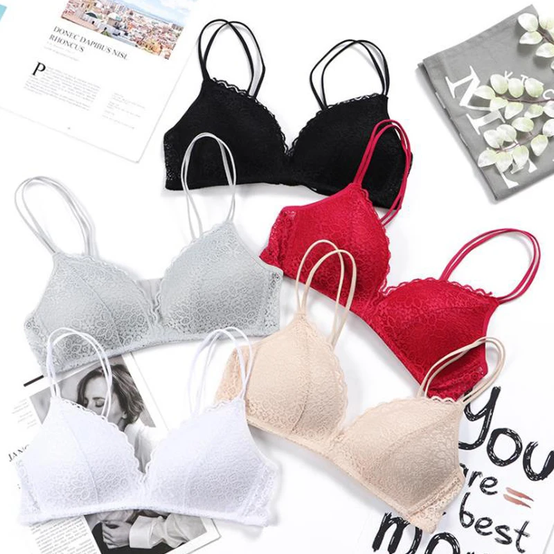 

Women Seamless Bras Sexy Lace Wireless Bralette Solid Color Female Underwear Girl Push Up Lingerie Brassiere A B Cup Tube Top