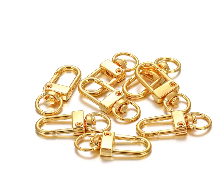 

10PCS Gold metal handmade connecting buckle keychain can be rotated
