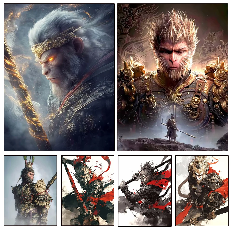 5D DIY New Diamond Painting Kit 5D DIY Black Myth Wukong Game Diamond Mosaic Embroidery Chinese Mythology Character Cross Stitch