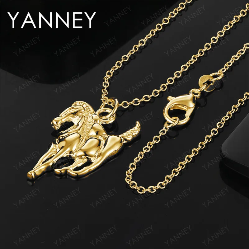 925 Sterling Silver  18K Gold 16-30 Inch Delicate Horse Pendant Necklace for Women's Wedding Jewelry Accessories