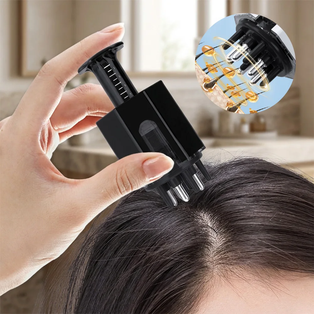 Aplicador de rodillo para el cuero cabelludo, peine para minoxidil y aceites esenciales, guía de aplicación de líquidos, herramienta de masaje para el cuidado del cabello en casa o salón