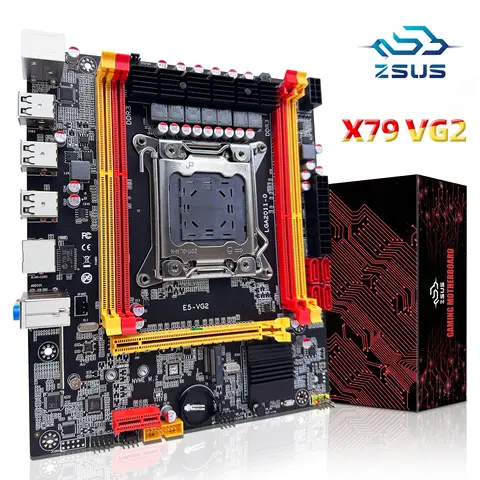 ZSUS X79 VG2 마더보드 LGA 2011 슬롯 지원 Intel Xeon v1 v2 CPU 프로세서 DDR3 RAM 데스크탑 메모리 M.2 NVME SATA 2.0