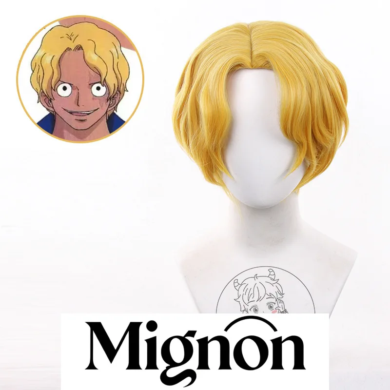 

Mignon Flame Emperor Sabo Cosplay Wig Long Scalp Top Gold Short Hair Halloween