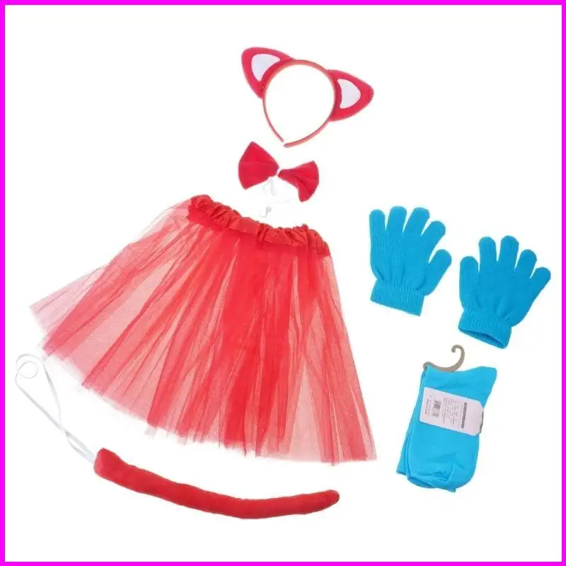 Costume chat Cosplay d'Halloween pour enfants, comprend bandeau d'oreille, queue, une chaussette nœud
