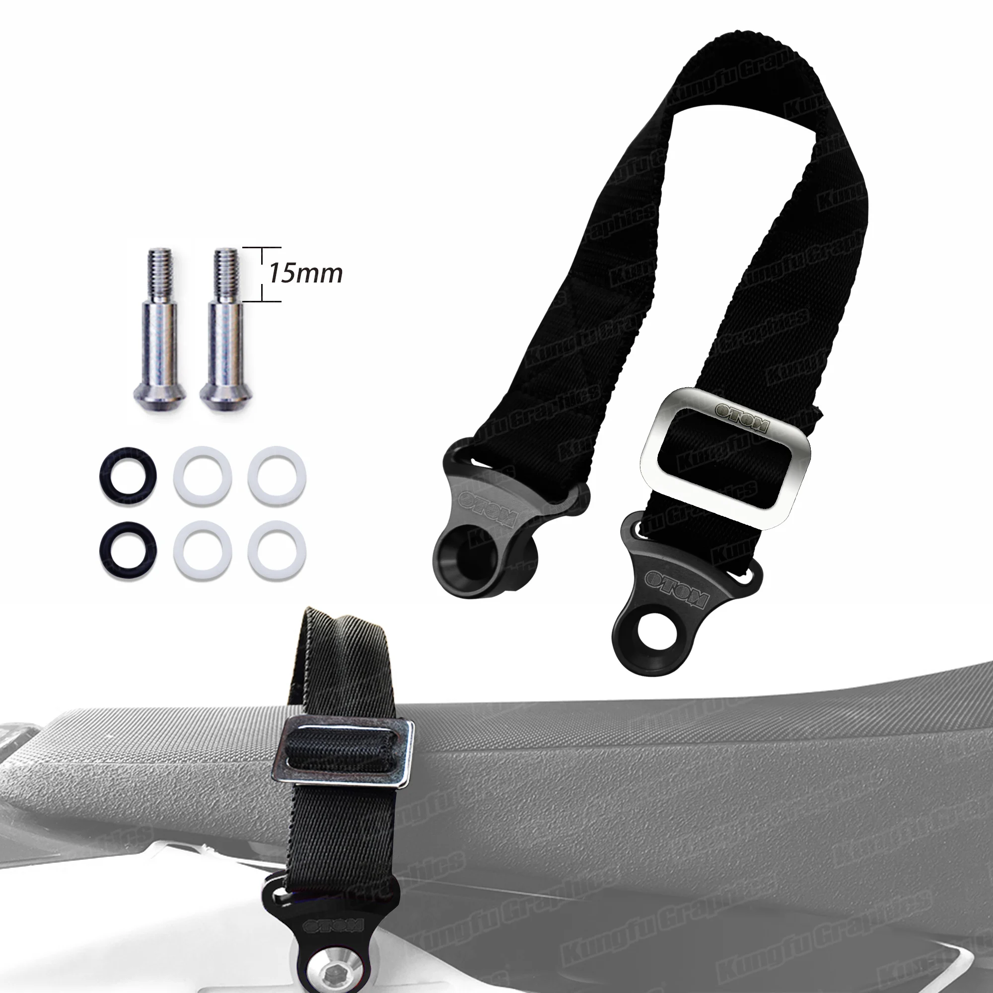 JY Racing Off Road Rear Seat Strap Rescue Belt for Honda CRF150R CRF250R / KX125 KX250 KXF250 / RMZ250/Ultra Bee Dirtbike, Black