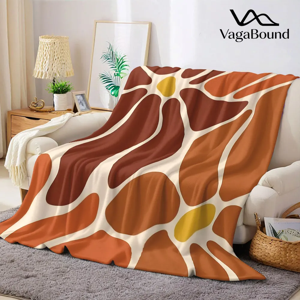 Retro Terracotta Abstract Flannel Blanket Warm Soft Halloween Christmas Decorative Couch Warm Cozy All-Season Gift