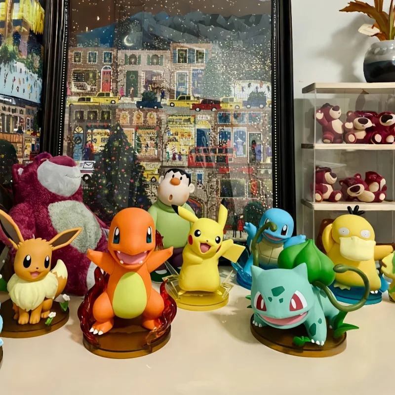 Hot New Pokemon Pikachu Doll Model Large Figure Charmander Eevee Porkby Squirtle Ornament Figurine Younth Toys Collects Gifts