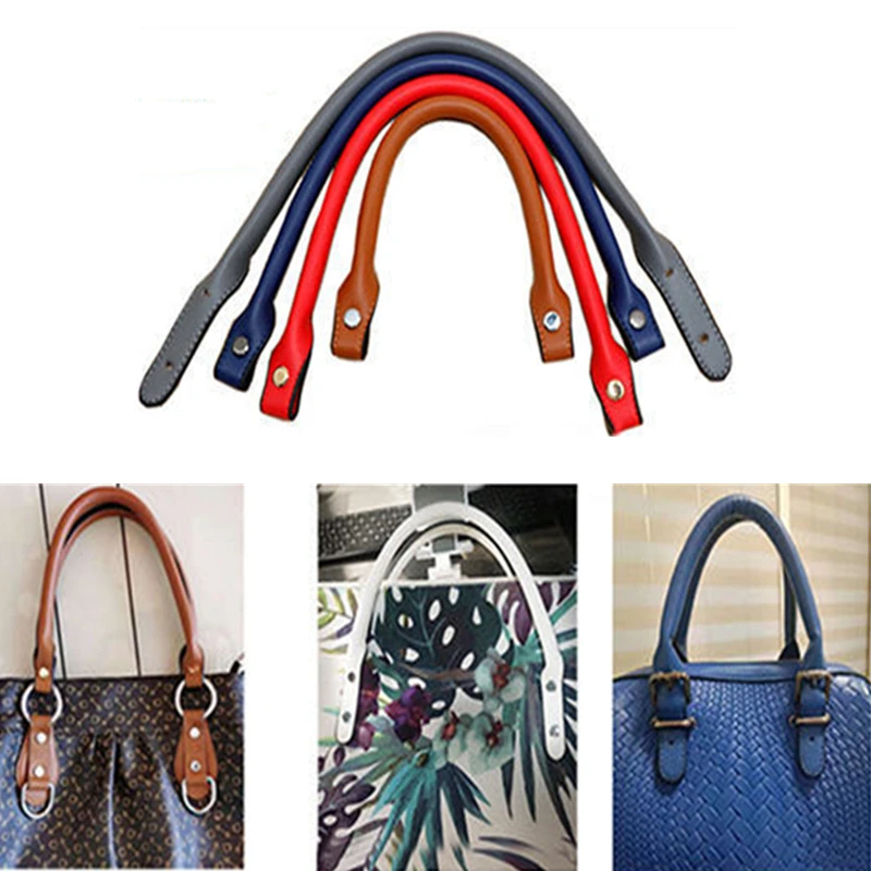 

2PCS Bag Handles Replacement for Handbags Women Shoulder Bag Strap PU Leather Bags Belt Solid Color Clasp Accessories Handle