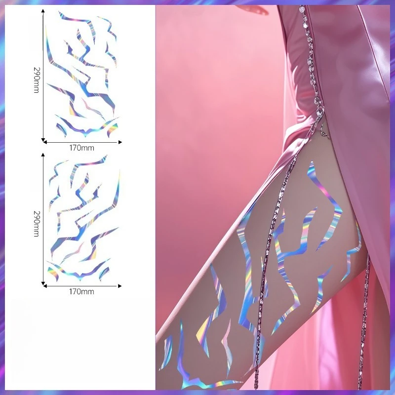 مجموعة مكونة من 8 ملصقات لايتنينج ليزر لكامل الجسم لمكياج شيطان الصيد باللون الأرجواني، ملصقات وشم للأولاد الشيطان
