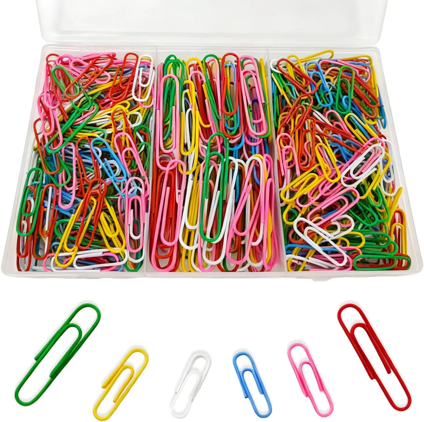 

Paper Clips,400 Pack Small Medium and Jumbo Colored Paperclips（1.1 in &1.3 in & 2 in）,Assorted