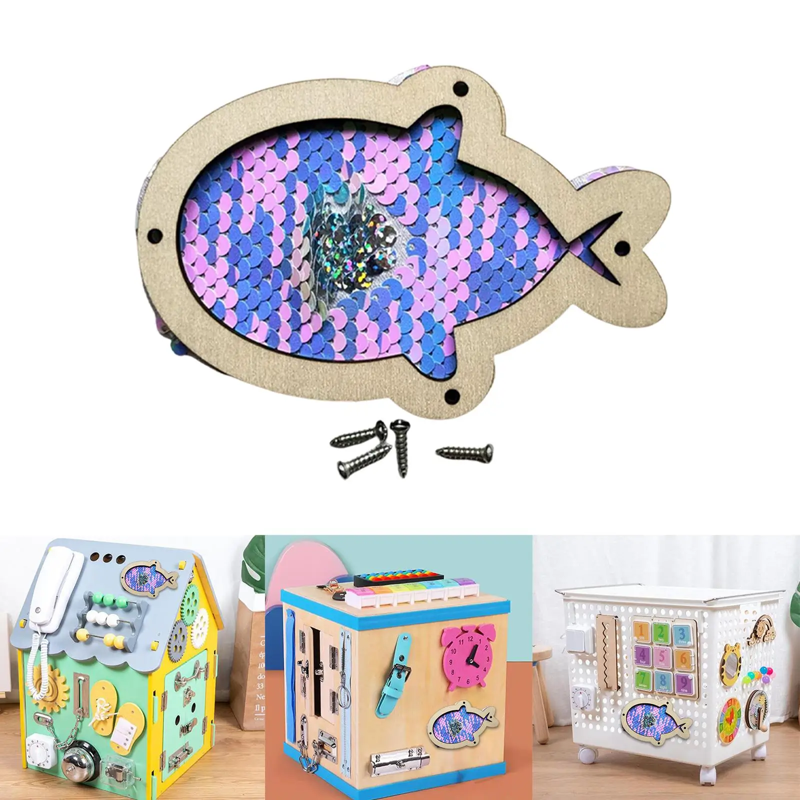 

Montessori Busy Board Sequin DIY Material Early Educational for Preschool Kids Plane Travel Toys