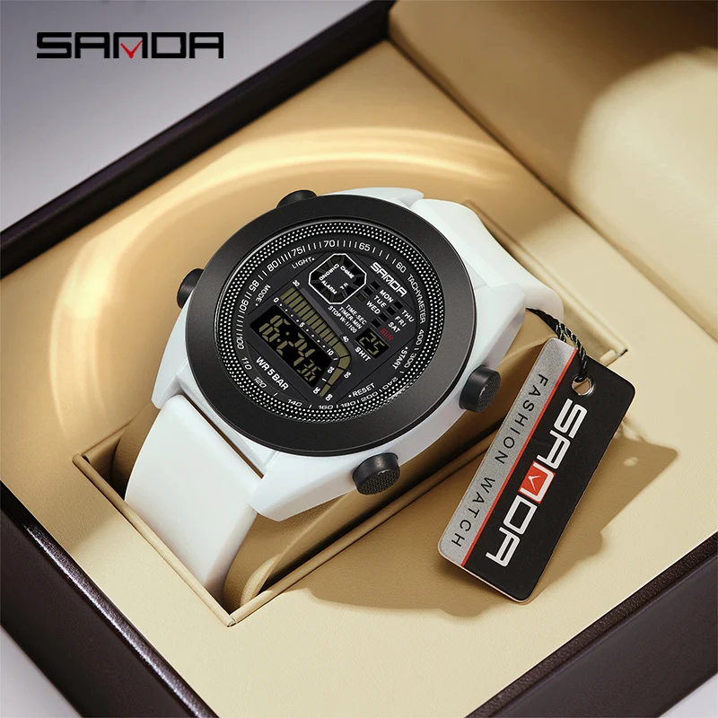 

SANDA Pilot Electronic Watches Fashion Silicone Strap 2023 New Men Watch Outdoor Sports Luminous LED Clock Relogio Masculino