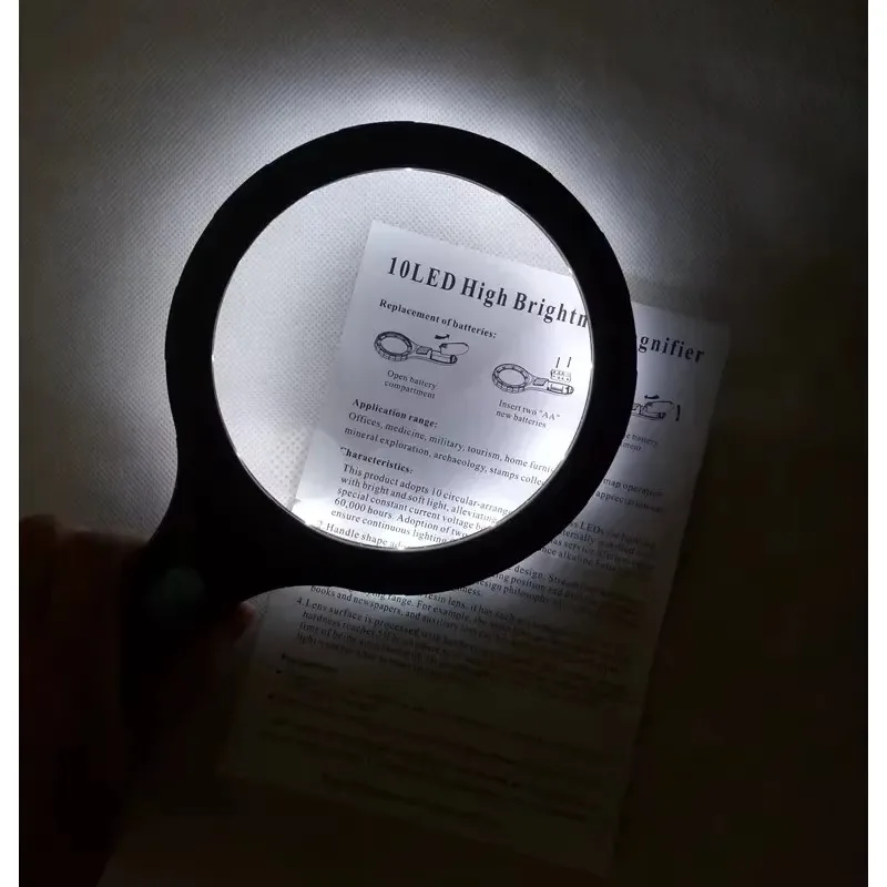 LEDライト付きハンドヘルド拡大鏡、手を助けるレンズ、はんだ付け、ルーペ、はんだ付け、クランプツール、1.8x、5x、138mm