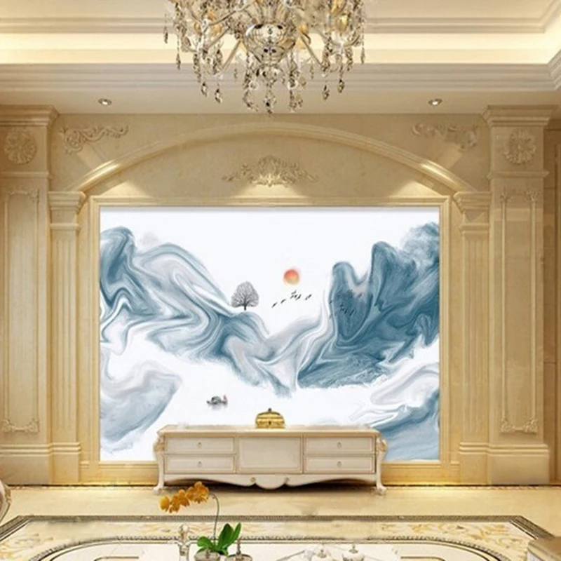 New Chinese-Style Imagination Ink-Wash Landscape Abstract Decorative Painting - Scenic View Luxurious And Unique Mountain Range