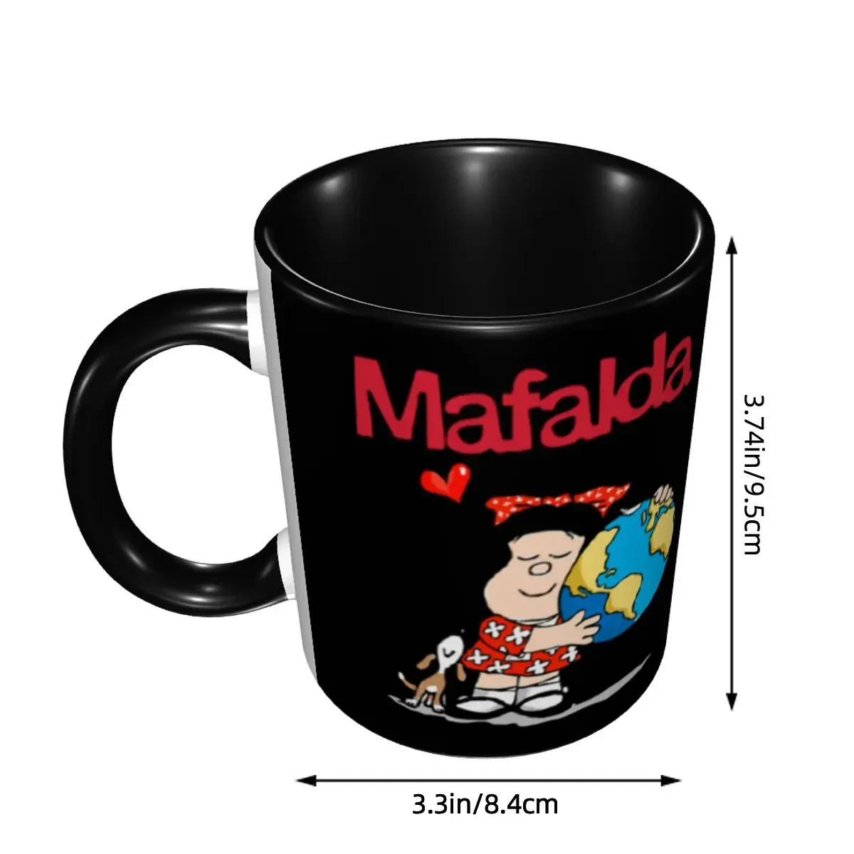 Mafalda World And Her Puppy Mugs Customized Quino Comic Cartoon Ceramic Coffee Mug Cup Creative Gift