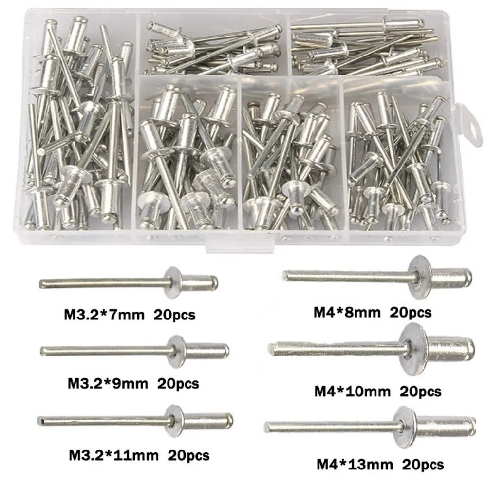 120Pcs M3.2-M4 Riveter Set Heavy Duty Manual Hand Rivet Nut Tool Labor-saving Core Pulling Manual Riveter Hand Tool