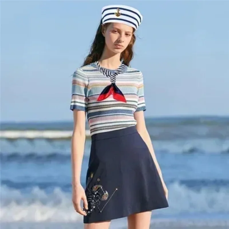 1-teiliges Set Yachtkapitänsmütze Seemannsmütze mit Schal Matrosenmütze Bootskostüm für Herren Damen Kapitäne Verkleidungsparty – Detail 8
