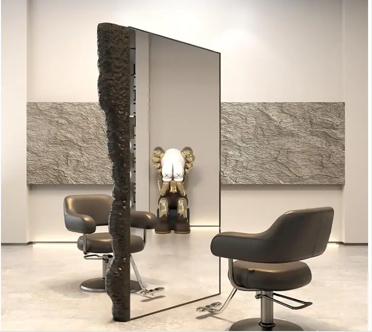 Miroir de Salon de Coiffure Haut de Gamme, Bureau Dédié, Simple et Double Étage, Salon de Coiffure, INS Net, Coupe de Cheveux Rouges