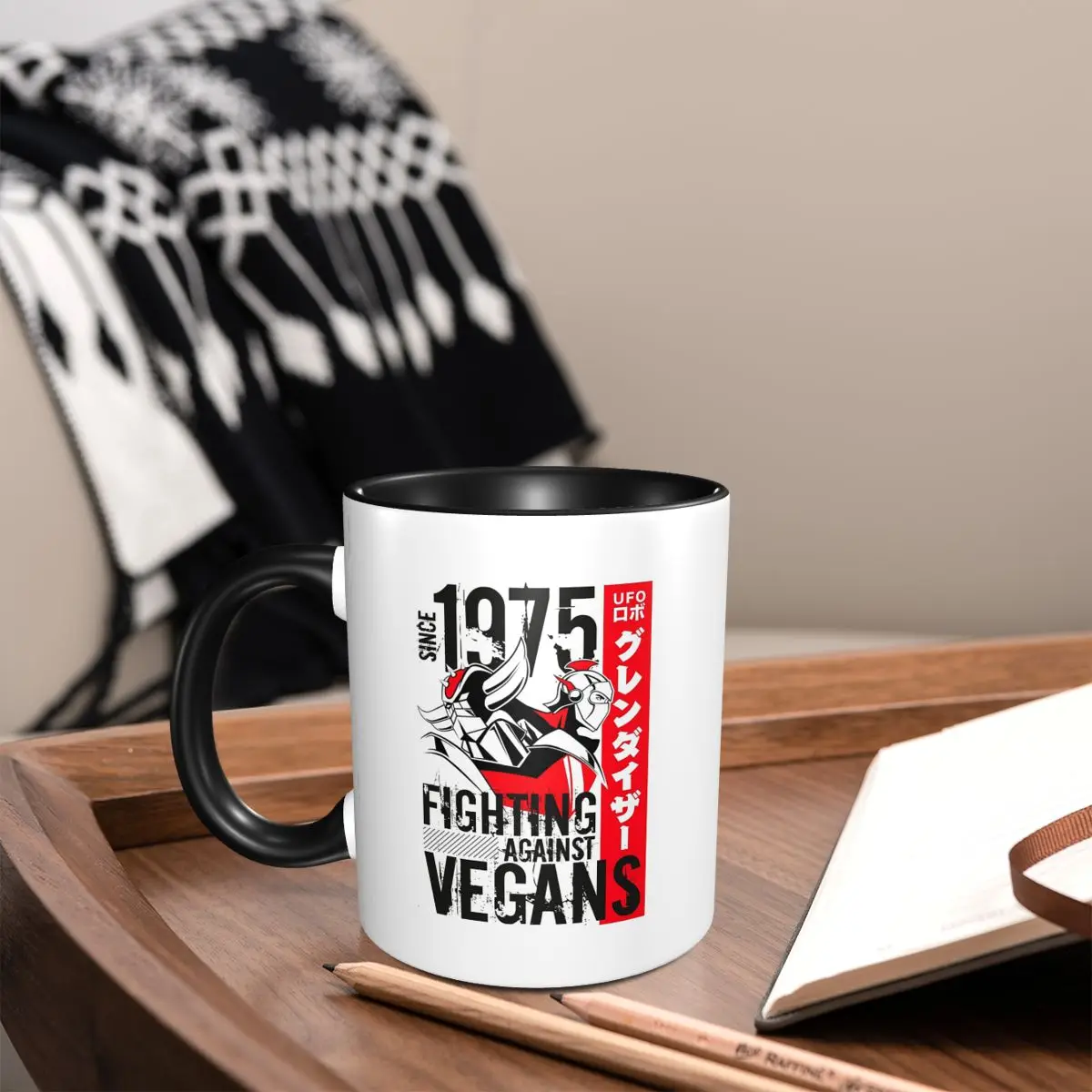 Grendizer Vegans UFO Robot Goldrake Mug Funny Ceramic Coffee Cups Tea Mugs Milk Cup Drinkware Gifts for Woman Man