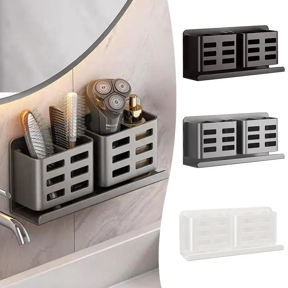 Multifunctional Toothbrush Holder Wall Mounted Bathroom Storage Rack Razor Storage Shelf Waterproof Shaver Storage Holder