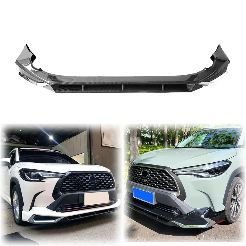 

New Design For Toyota Corolla Cross 2020 2021 2022 2023 2024 GR Style Car Front Bumper Lip Spoiler Body Kit Glossy Black