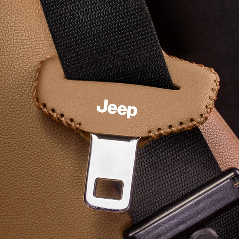 1/2pcs Car Safety Belt Plug Leather Protector Covers For Jeep Renegade Wrangler JL Gladiator Grand Cherokee Compass Accessories