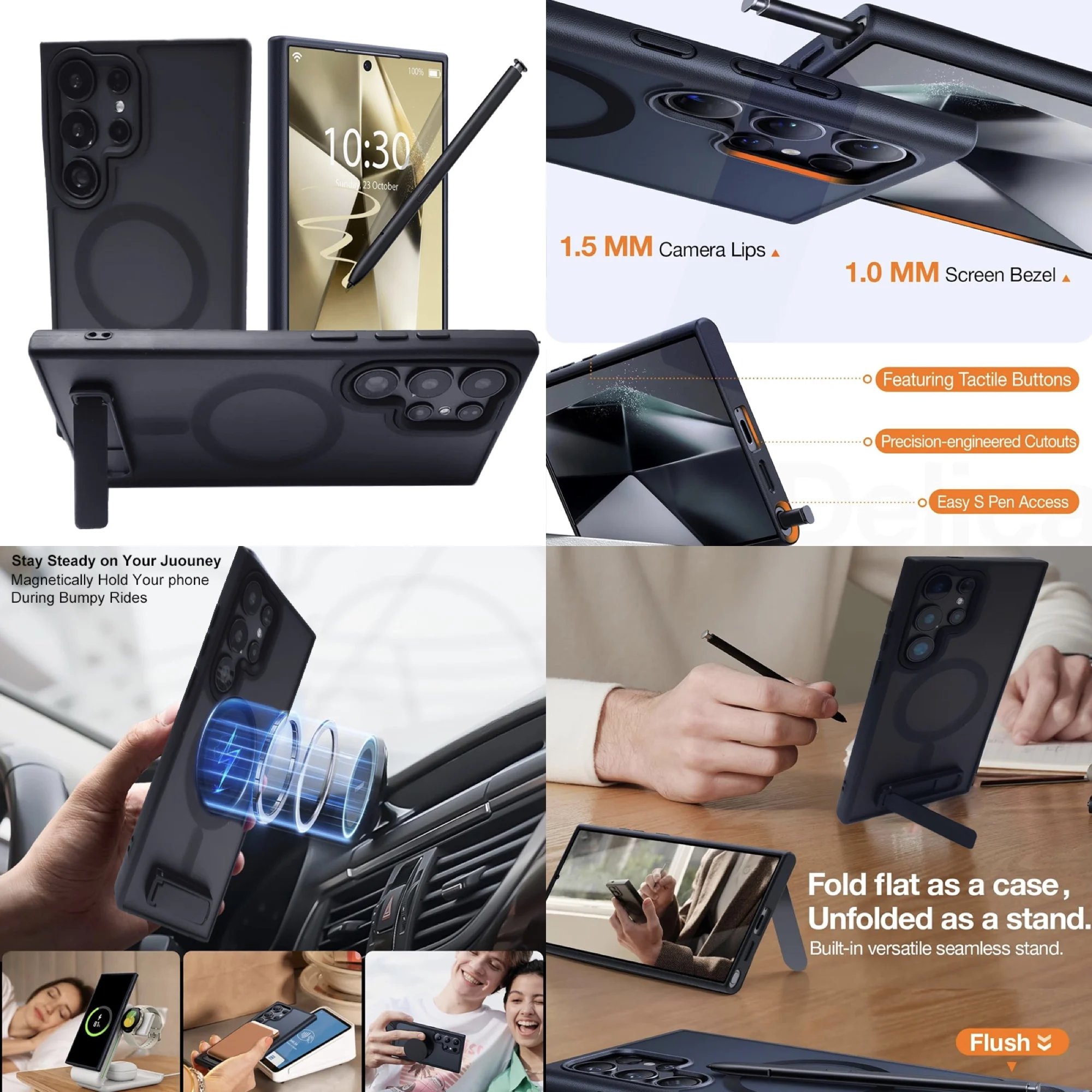 UYUXIO Stand Case for Samsung Galaxy  S26 S25 S24 S23 Ultra Plus S22 Translucent Back Cover Magnetic Phone Cases with Kickstand