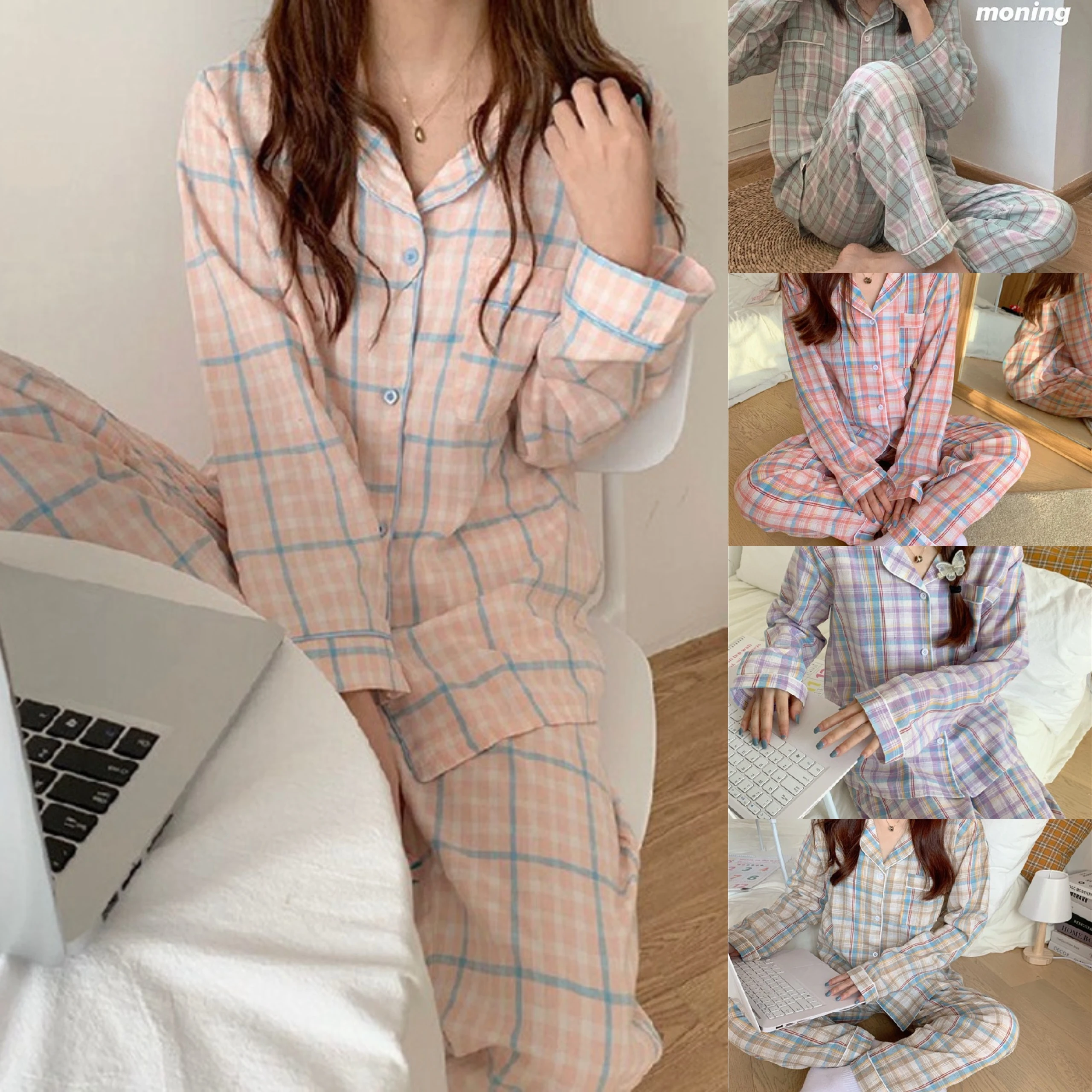 Spring And Autumn 2 Piece Women\'s Pajamas Homewear Female Students Homewear Pajama Sets Girls Pajamas Underwear Sets