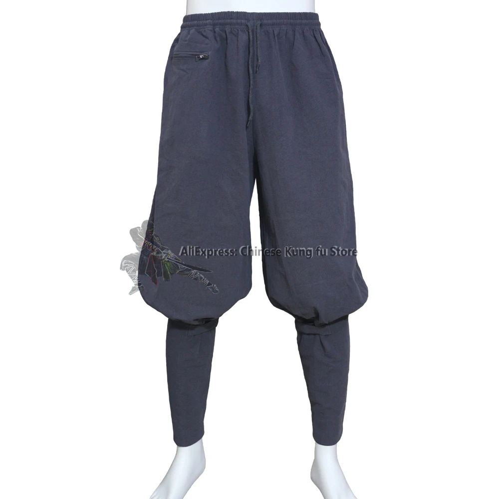 Thick Cotton Buddhist Monk Trousers Shaolin Tai Chi Kung fu Pants New Design 4 Colors