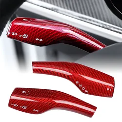 Carbon Fibre red Column Gear Shift Knob Cover For Tesla Model 3 Model Y Steering Lever Protector Interior 2019-2023 Accessories