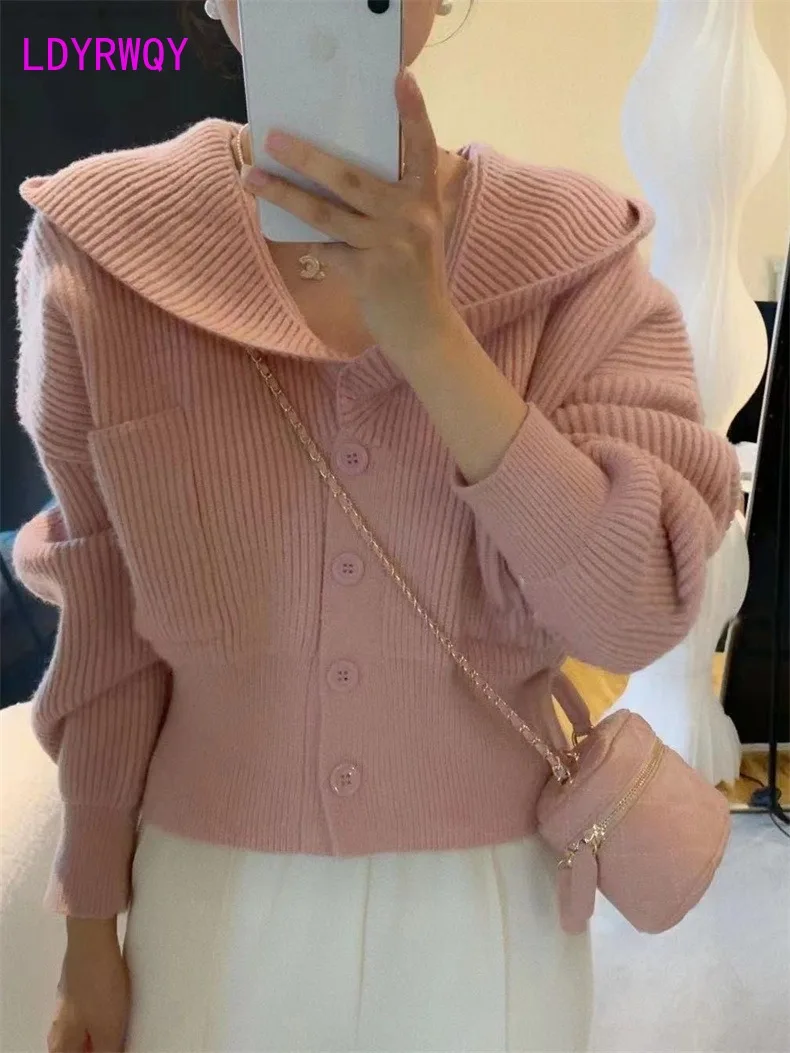 French retro hooded knit cardigan female autumn/winter sweater outerwear female