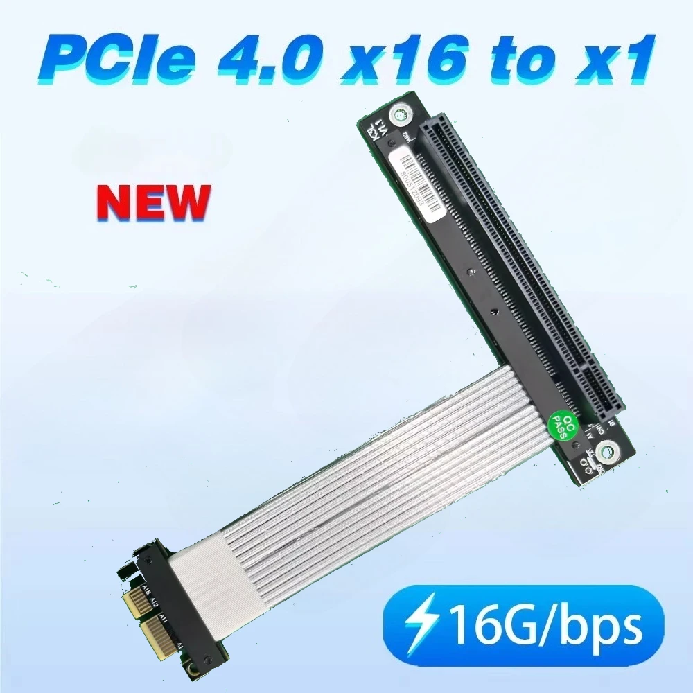 Silver-Plated PCI-E 4.0 x1 to x16 Riser Cable for GPU Extension PCIe x16 Capture Card RAID SSD LAN A&N USB Cards Gen4 Full Speed