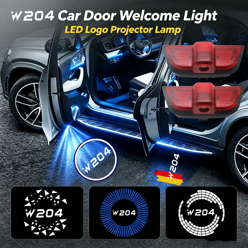 2PCS LED Car Door Welcome Courtesy Ghost Shadow Emblem Projector Lamps For Mercedes Benz C Class W204 C260 2008‑2013 Accessories