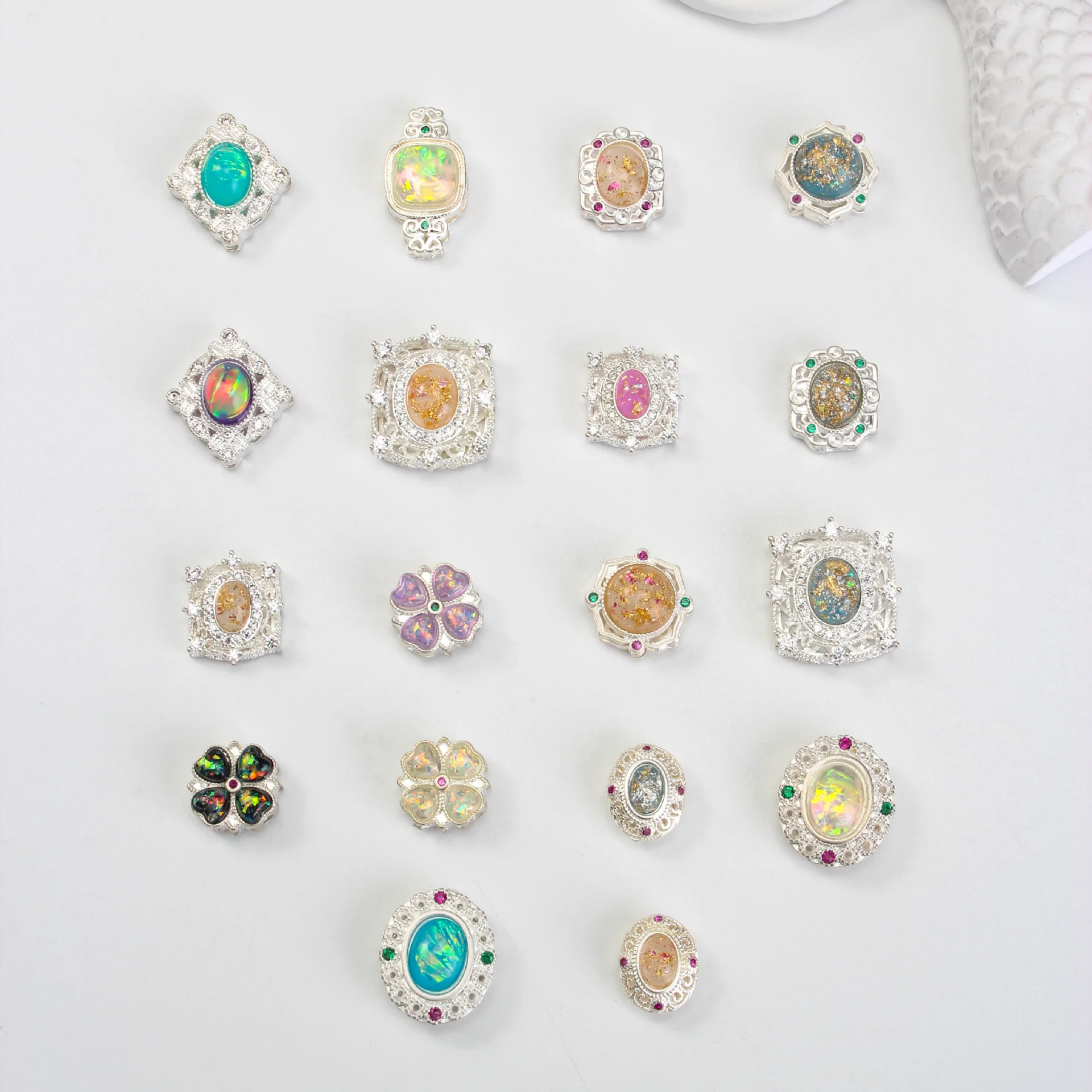 8pcs Copper Plated Gold and Silver Inlaid Aobao Spacer Beads DIY Necklace Bracelet Jewelry Accessories Beading Materials