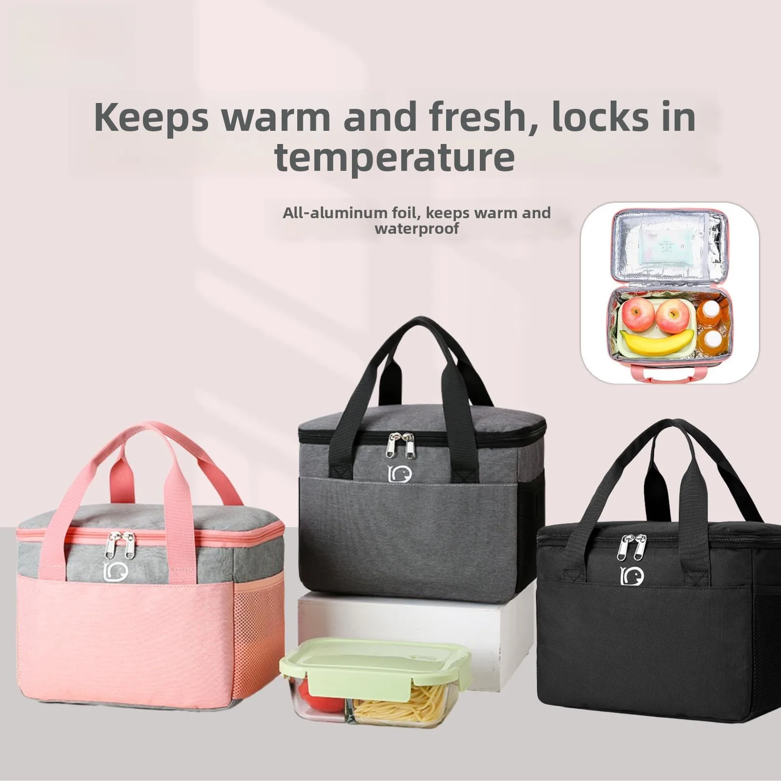 

Водонепроницаемая портативная сумка для обедов для студентов из ткани Окс, с двойными лямками, прозрачным окном и однотонным узором