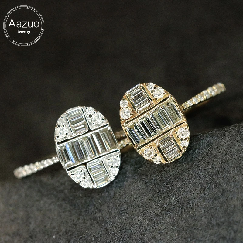 

Aazuo Fine Jewelry 18-каратное белое золото, желтое золото, настоящие бриллианты, 0,70 карата, кольцо феи, подарок для женщин, помолвка, Halo anillos mujer, вечерние