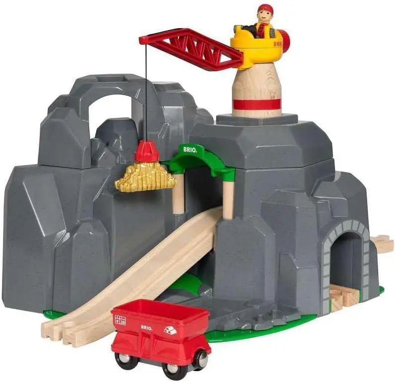 

33889 Crane & Mountain Tunnel | 7 Piece Toy Train Accessory for Kids | Interactive Play | FSC Certified Wood