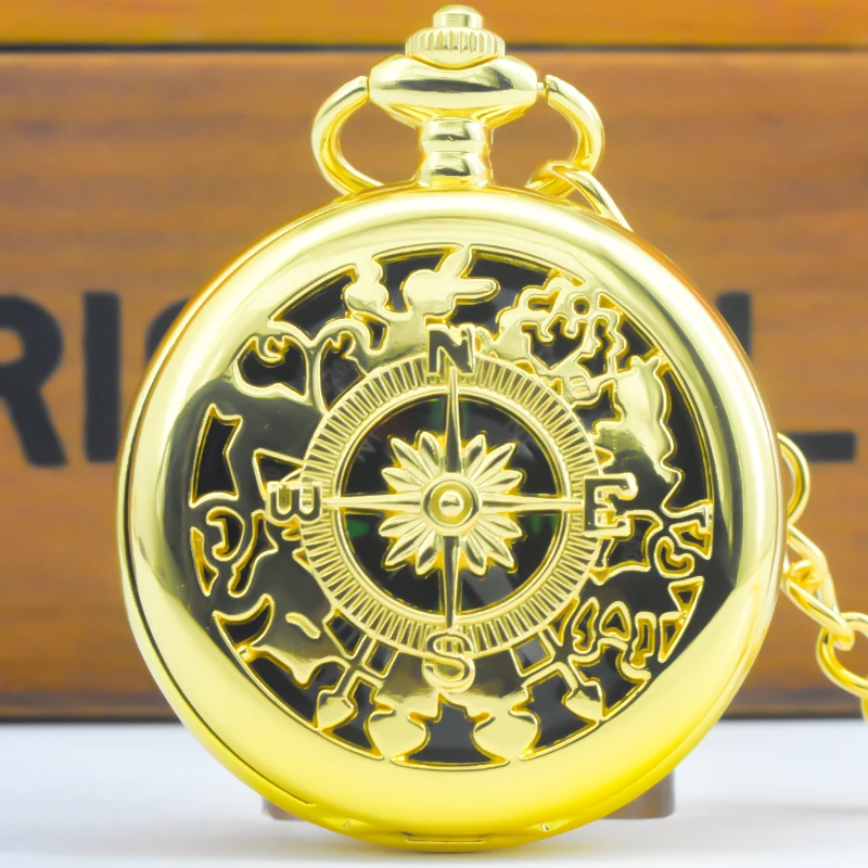 ヴィンテージ懐中時計ケース スチームパンク コンパス ギフト クォーツ チェーン シリーズ メンズ レディース 記念