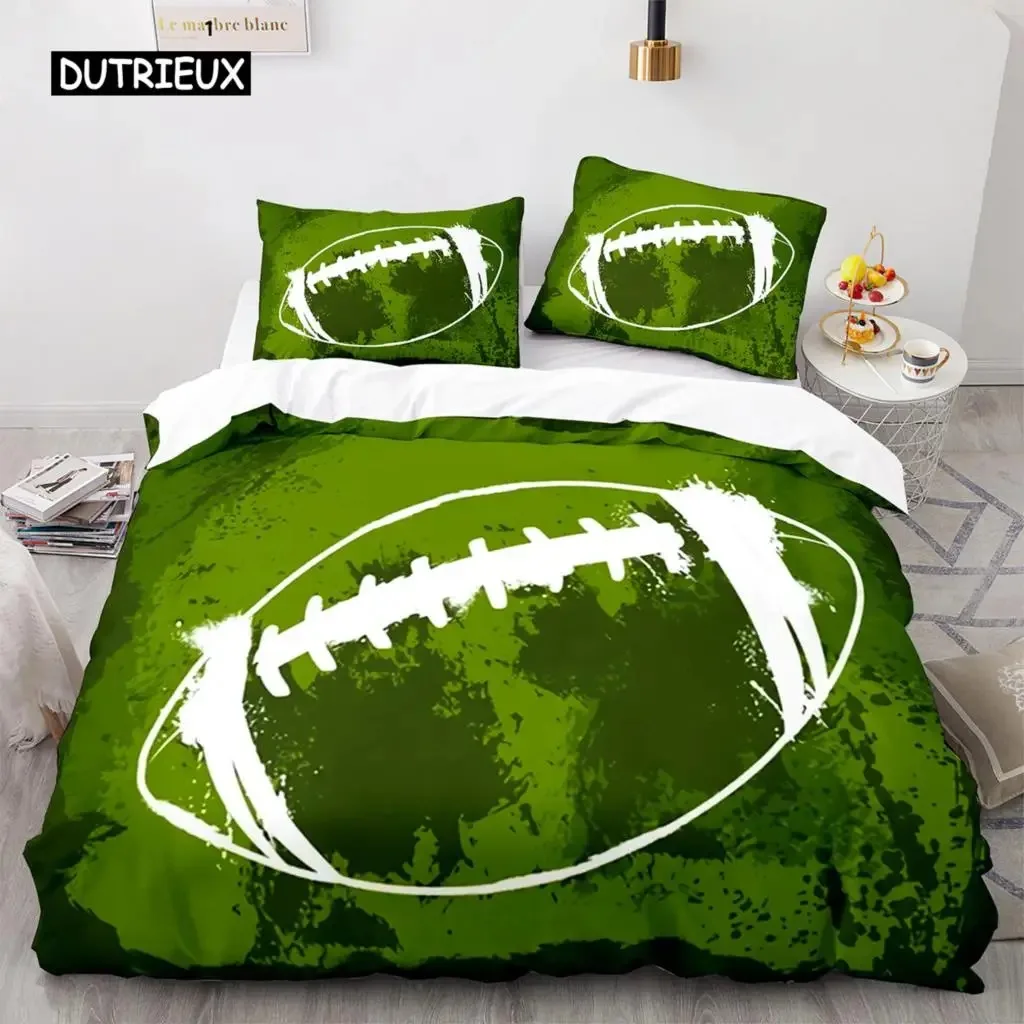 Football Duvet Cover for Boys Girls Burning Football Comforter Cover Microfiber Sports Games Theme Soft King Size Quilt Cover