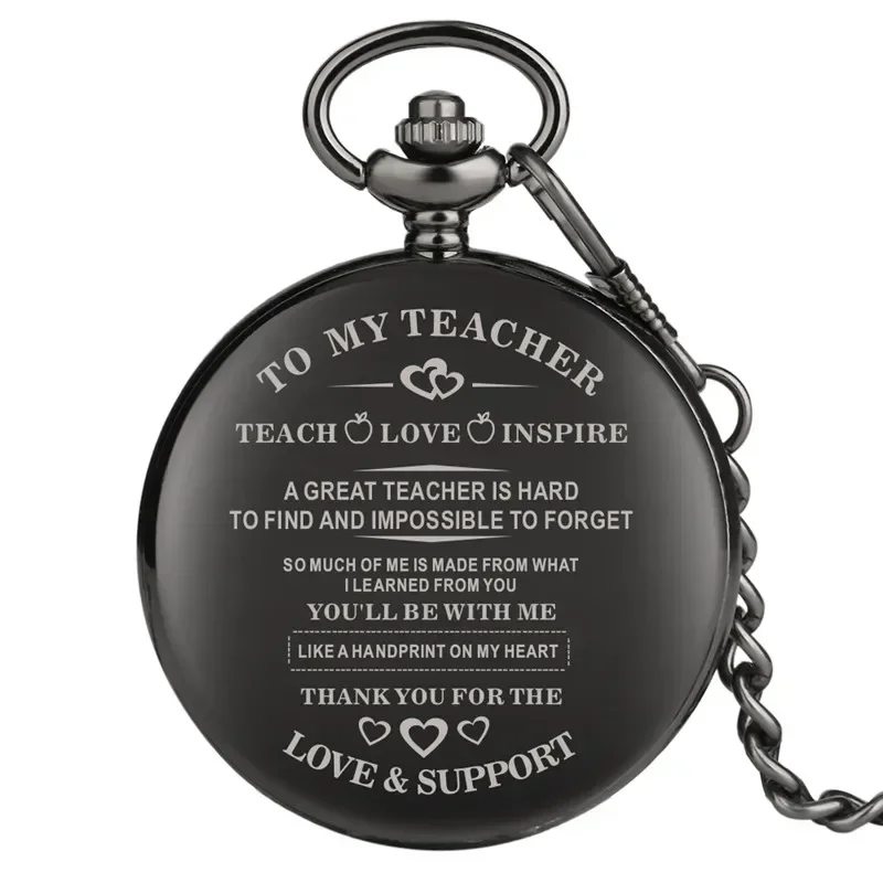 Creative To My Teacher Lover Support Design Gift Pocket Watch for Teachers Quartz Movement Pendant Chain Gift Reloj