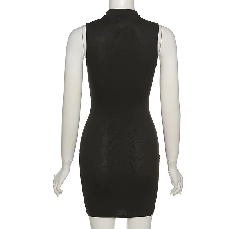 Damska sukienka mini bez rękawów z wycięciami, seksowna, dopasowana, krótka sukienka na imprezy i specjalne okazje, modna i wyrazista.