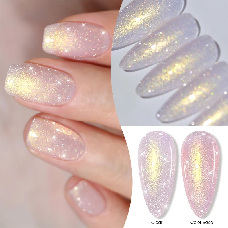 

BORN PRETTY 10ml Pink Aurora Glitter Gel Nail Polish Sparking Iridescent Effect Pearl Nail Art Semi Permanent UV Gel Varnishes