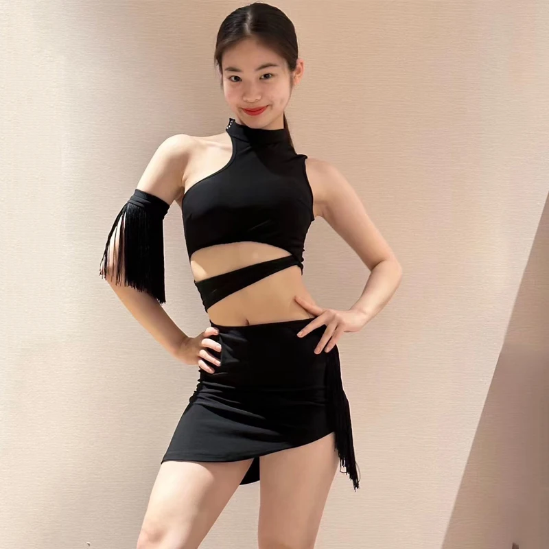 

2023 Latin Dance Costumes For Women Sexy Tassels Dress Chacha Rumba Tango Performance Clothes Female Latin Dance Dress DQS13597