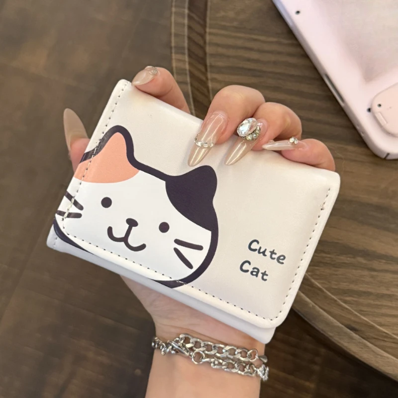 

Симпатичные кошельки с изображением кошек для женщин, маленькие кошельки для карт, высококачественные квадратные сумочки